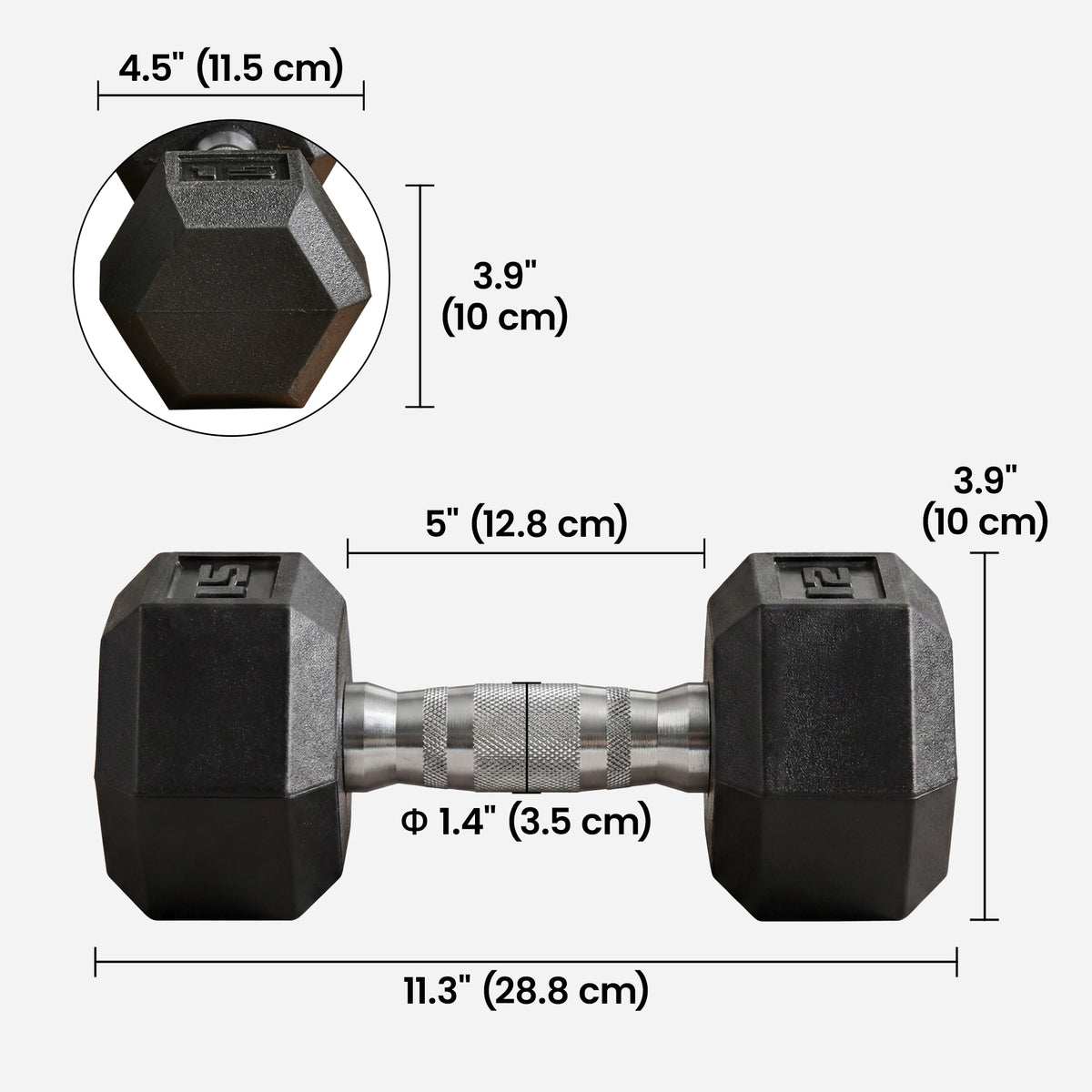 Soozier 2 x 10lbs Rubber Dumbbells Weight Set, Dumbbell Hand Weight for Body Fitness Training for Home Office Gym