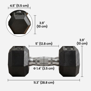 Soozier 2 x 10lbs Rubber Dumbbells Weight Set, Dumbbell Hand Weight for Body Fitness Training for Home Office Gym