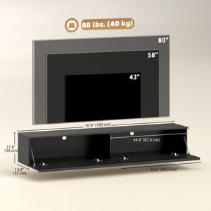 Wall Mounted TV Stand, Floating TV Cabinet with Storage, for TVs up to 70", High Gloss Effect – view 23