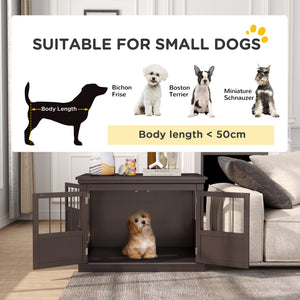 31" Dog Crate Furniture End Table with Three Doors for Small Dogs, Coffee – view 6