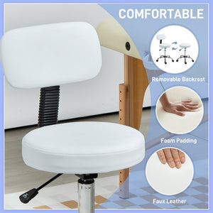 Adjustable Rolling Stool with Removable Backrest, Faux Leather Swivel Stool Chair for Salon Spa, Bar – view 17