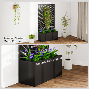 Metal Garden Bed with Trellis for Climbing Plants, Freestanding or Wall Mounted Flower Bed for Garden, Patio, Balcony