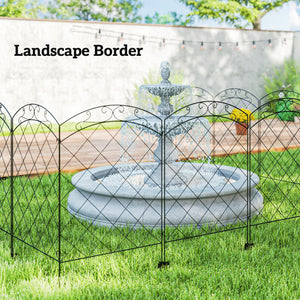 4 Pack Garden Fencing for Yard, Decorative Fence Panels as Animal Barrier and Flower Edging, Circle, Black