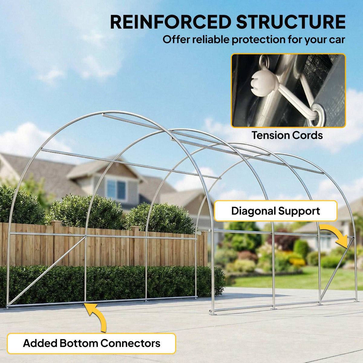 10' x 16' Heavy Duty Portable Carport Tent with Zippered Door, PE Cover for Car, Boat, Motorcycle, Bike – view 5