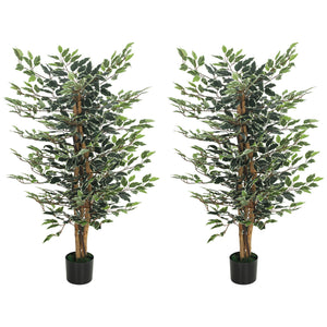 Artificial Tree, Fake Ficus Tree with Leaves, Faux Plant in Nursery Pot for Indoor Decoration