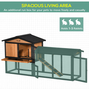 69" Wooden Rabbit Hutch Pet Playpen Bunny House Enclosure with Run Box, Slide-out Tray, Ramp – view 3