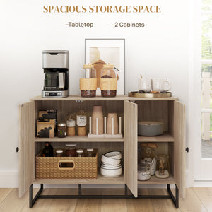 Modern Sideboard, Buffet Cabinet with Adjustable Shelves, 3 Chevron Doors for Living Room, Hallway, Oak Wood Grain