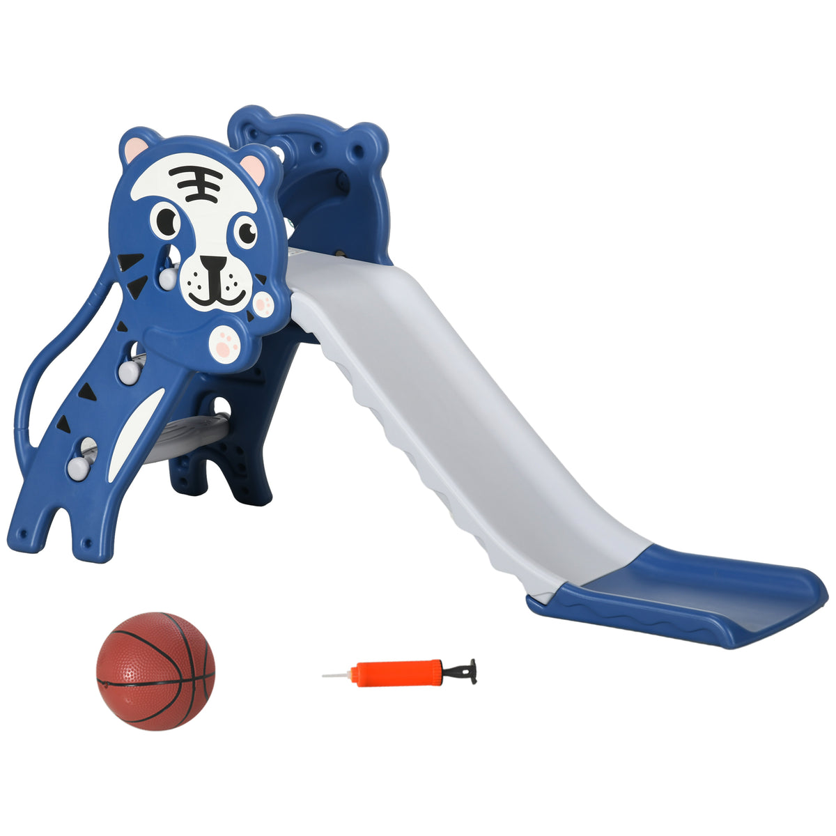 Qaba 3 in 1 Slide for Toddlers, Kids Slide Playset with Basketball Hoop, Climber, for 18-36 Months
