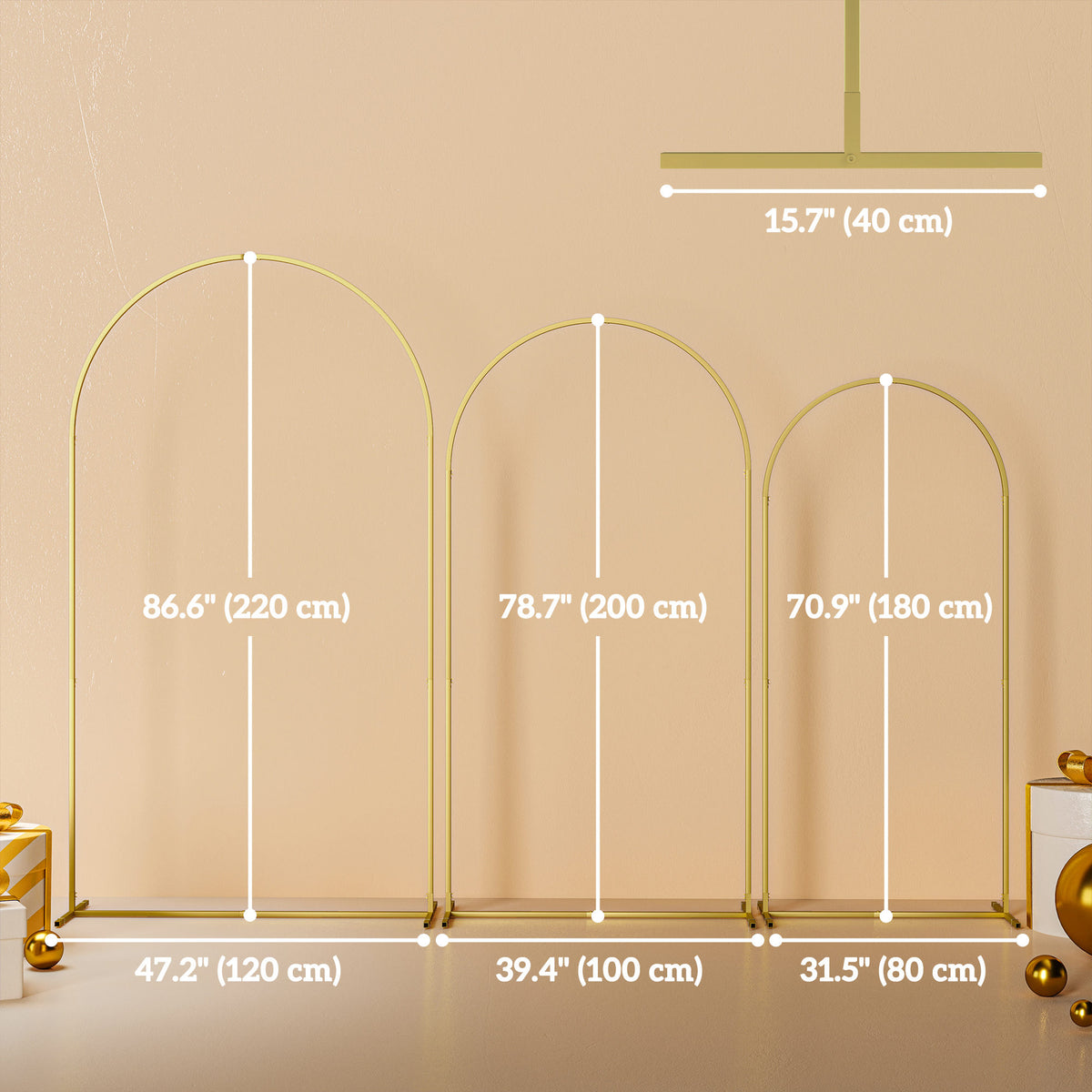Wedding Arch, 7/6.5/6 ft Metal Balloon Arch Backdrop Stand Set of 3 for Birthday Party, Bridal Shower – view 2