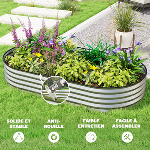 6' x 3' x 1' Large Outdoor Planter Box, Galvanized Raised Garden Bed with Metal Plant Stake, Silver