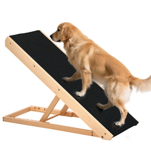 Dog Ramp Foldable Pet Ramp for Bed Couch, Height Adjustable, for Cats Large Dogs with Non Slip Carpeted Surface