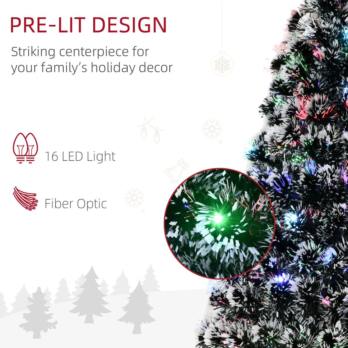3ft Pre-Lit LED Optical Fiber Christmas Tree w/ Stand