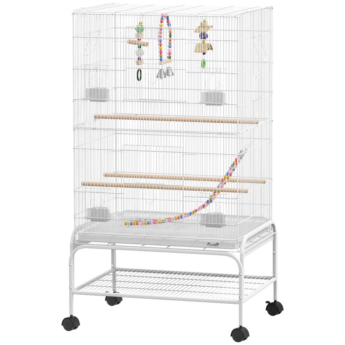 52" Bird Cage with Rolling Stand, Toys, for Budgies Canaries Black – view 22