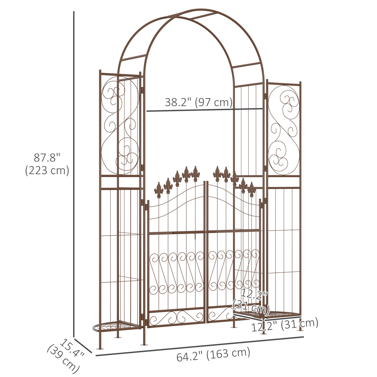 7ft Garden Arch Trellis, Metal Arch, Outdoor Garden Arbor for Climbing Plants, Wedding Decoration