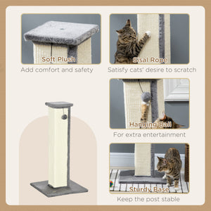 32" Tall Cat Scratching Post for Indoor Cats and Kittens, Sisal Cat Scratcher with Hanging Ball Soft Plush – view 18
