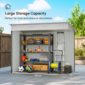 6' x 4' Outdoor Storage Shed, Metal Garden Tool Storage House Organizer with Lockable Sliding Doors and – view 27
