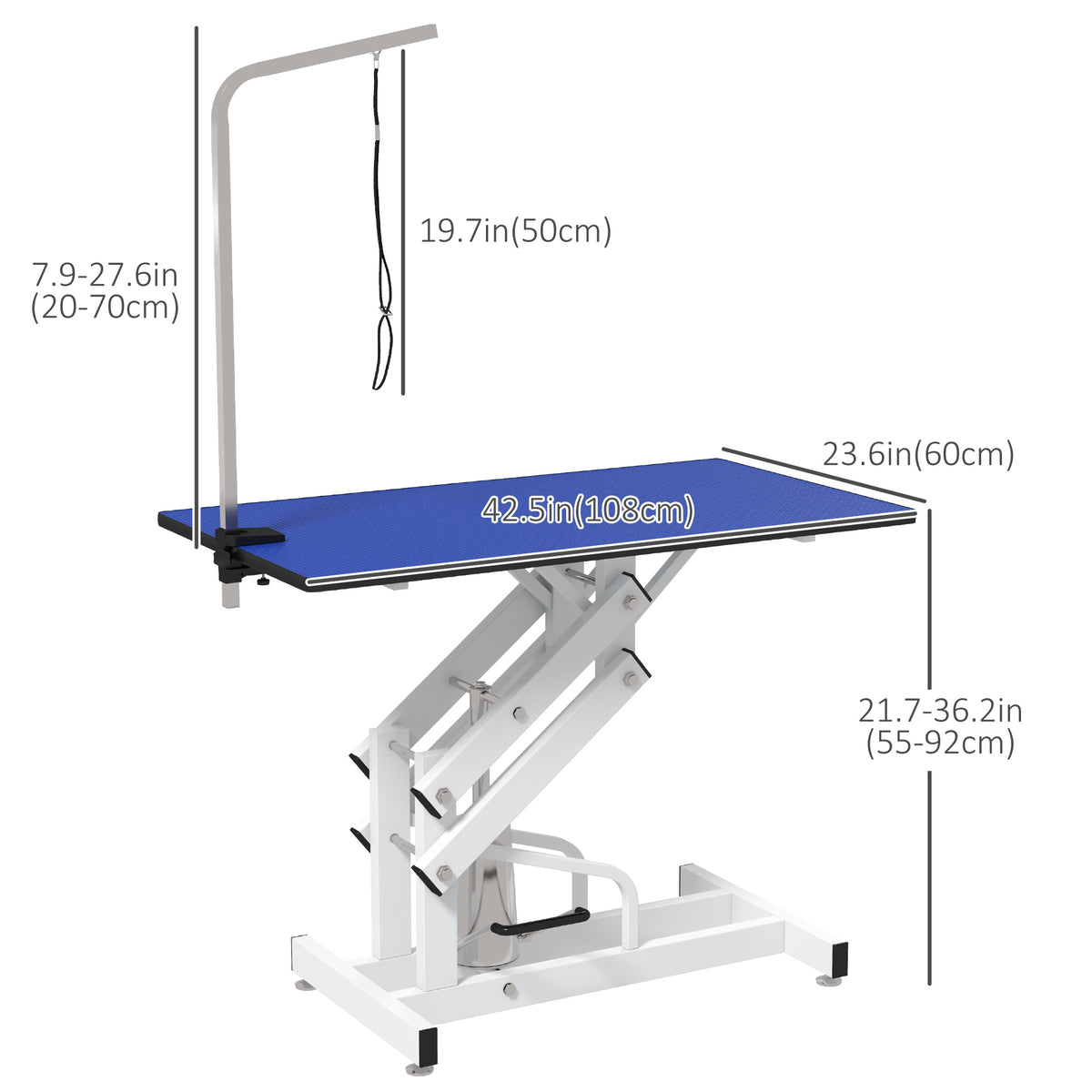 Pet Grooming Table, Height Adjustable Dog Grooming Table with Arm, Noose and Non-Slip Grooming Table, Black