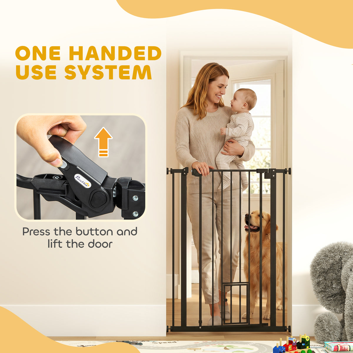 41" Easy Open Indoor Dog Gates for Doorways, House, Stair - Black – view 5