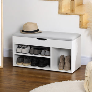 Shoe Bench Entryway Storage Rack with Padded Cushion, Hidden Storage for Hallway, Living Room, Natural – view 28