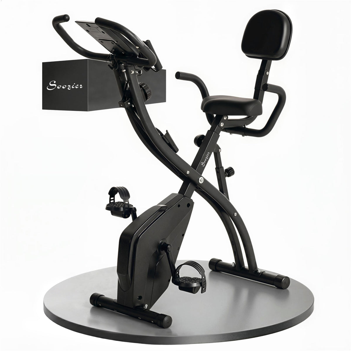 Soozier 3 in 1 Folding Exercise Bike, Foldable Stationary Bike with 8-Level Magnetic Resistance, Adjustable Seat