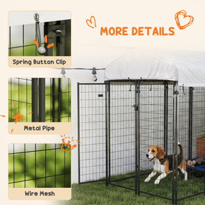 Outdoor Dog Kennel with Waterproof UV-Resistant Cover, 8 x 4 x 6 ft