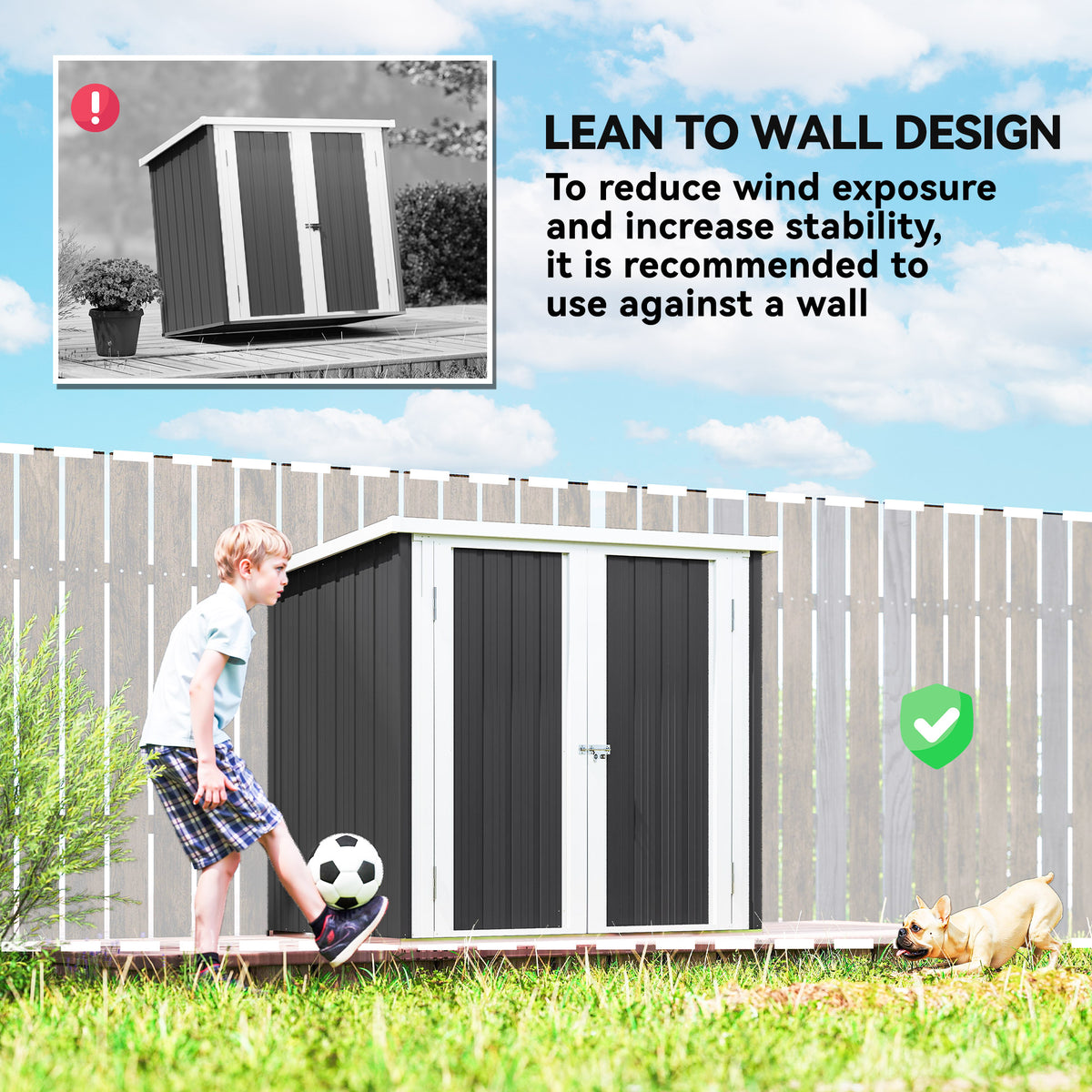 5x3 Metal Garden Storage Shed with Double Door, Durable Metal Shed for Garden, Patio, Lawn, Black