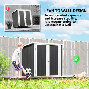 5x3 Metal Garden Storage Shed with Double Door, Durable Metal Shed for Garden, Patio, Lawn, Black