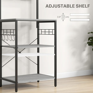 Kitchen Baker's Rack with Power Outlet, Coffee Bar Station with Adjustable Shelves and Hooks – view 4