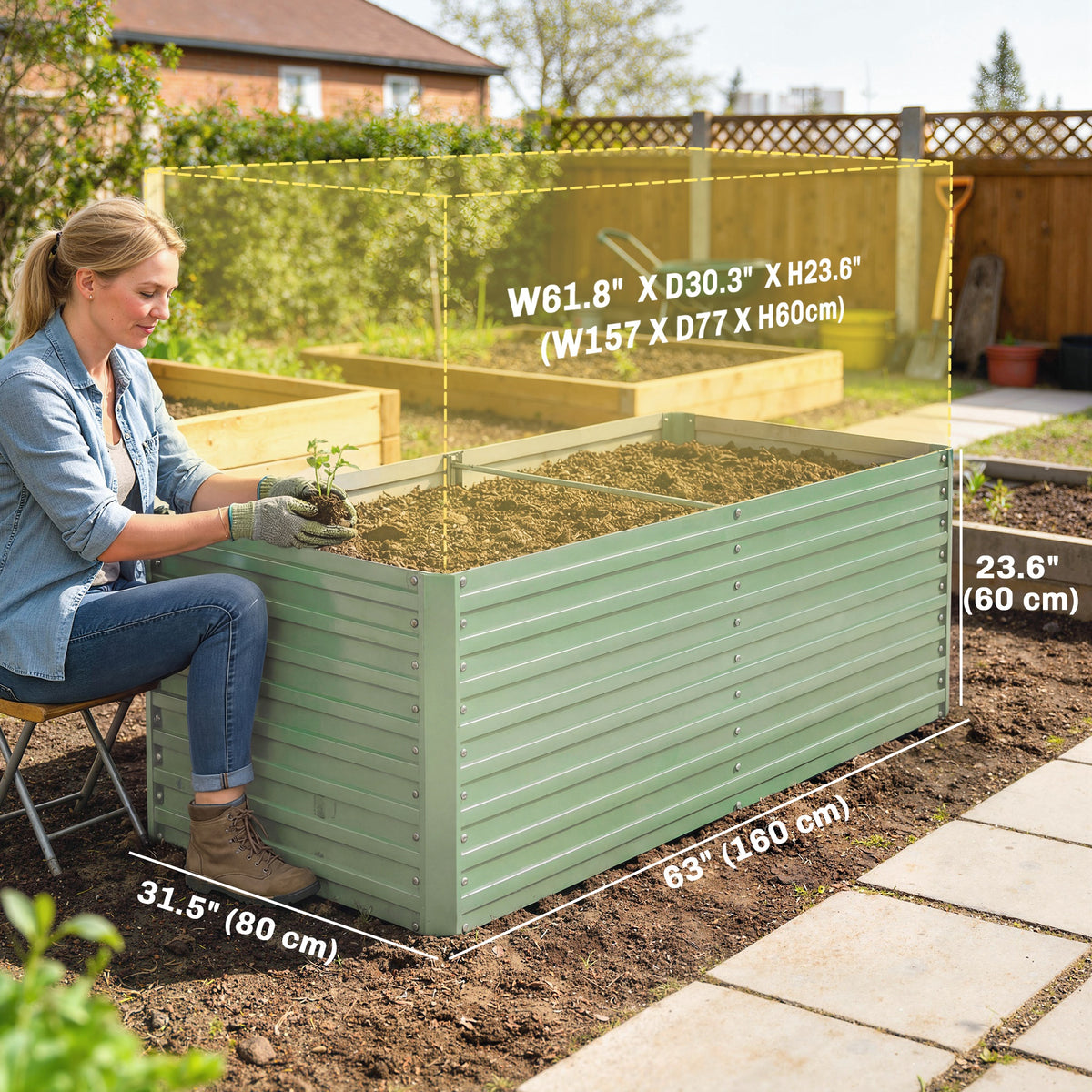5' x 3' x 2' Raised Garden Bed, Galvanized Planter Box for Growing Flowers, Herbs and Vegetables, Black – view 44