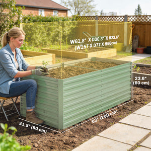 5' x 3' x 2' Raised Garden Bed, Galvanized Planter Box for Growing Flowers, Herbs and Vegetables, Black – view 44