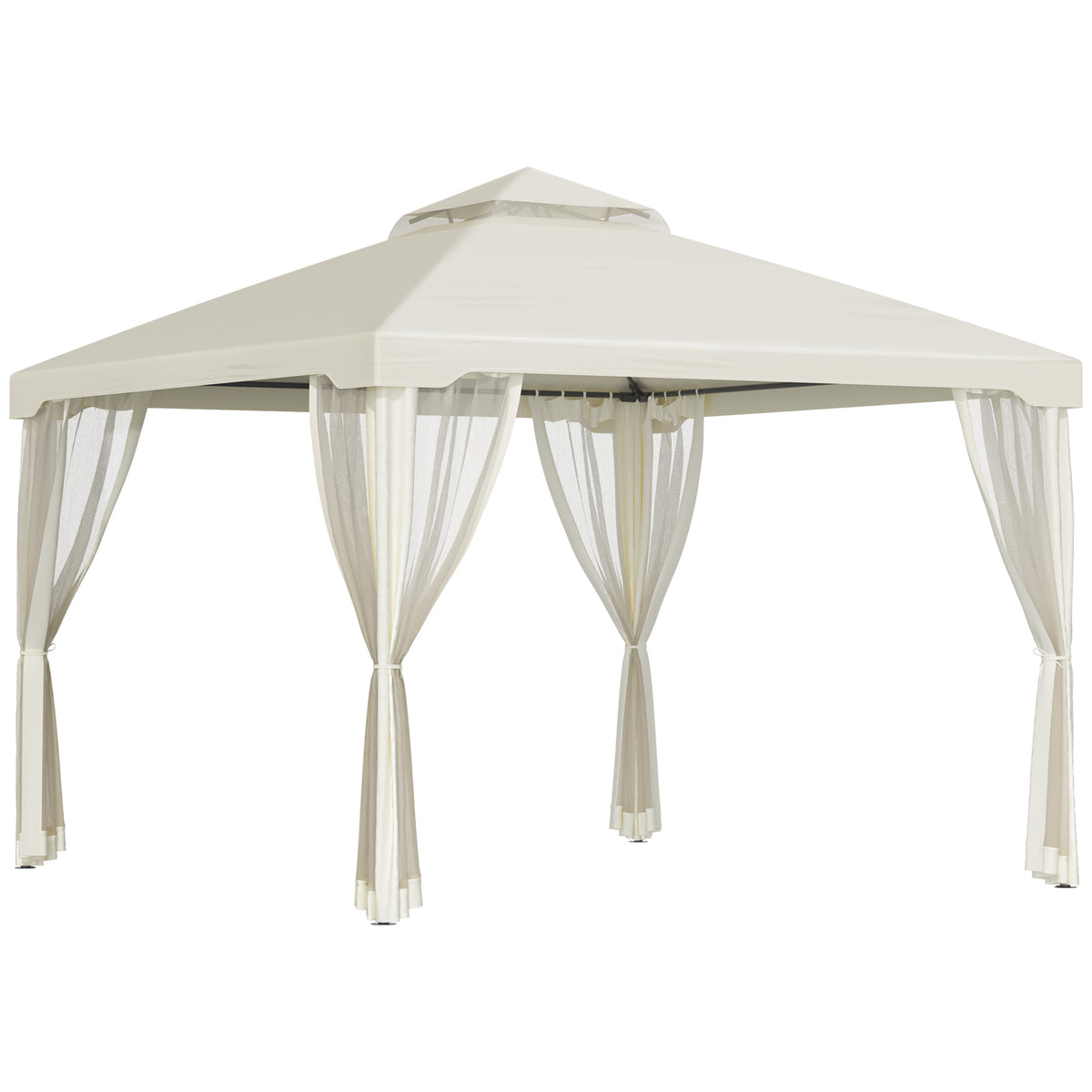 10' x 10' Patio Gazebo Pavilion, 2-Tier Roof Canopy Outdoor Event Party Tent with Steel Frame for Garden – view 8