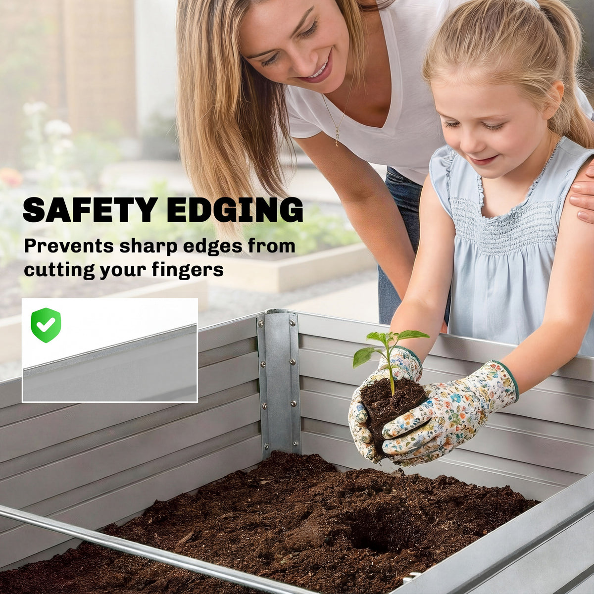 5' x 3' x 2' Raised Garden Bed, Galvanized Planter Box for Growing Flowers, Herbs and Vegetables, Black – view 41