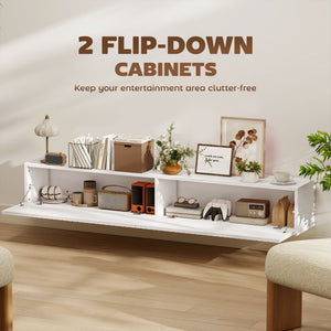 71" Floating TV Stand for TVs up to 72 Inch, Wall Mount Media Console with 2 Fluted Flip-Down Doors – view 25