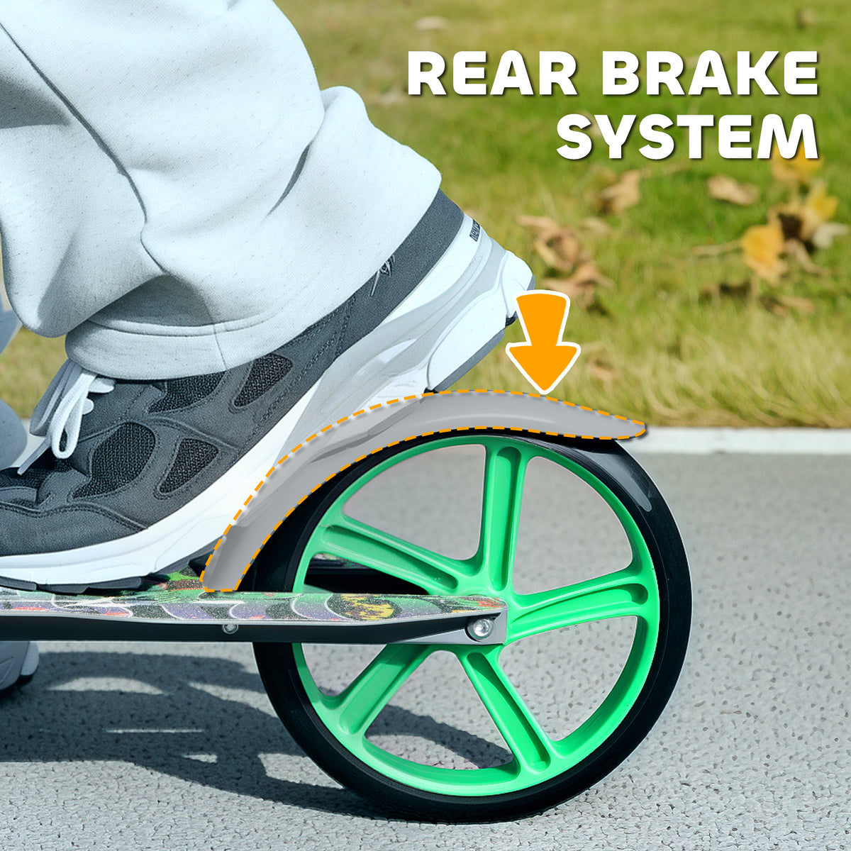 Qaba Kick Scooter for Kids Ages 6-12 with Adjustable Height, Rear-Fender Brake, 200mm Big Wheel, Foldable Design