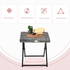 Rattan Coffee Table Folding Patio Outdoor Side Table Wicker for Balcony, Porch, Poolside – view 4