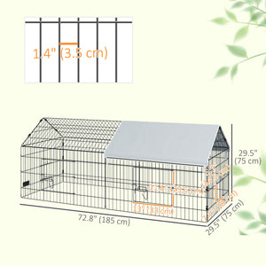 73" Small Animal Cage with Roof, Indoor/Outdoor Use,  for Chicken, Rabbits, Chinchillas