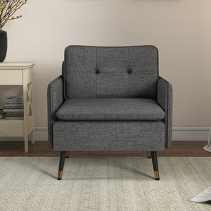 Accent Chair, Upholstered Armchair with Tufted Back Cushion and Steel Legs for Living Room, Bedroom – view 5
