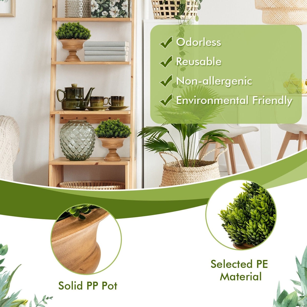 4 Pack Artificial Boxwood Topiary Trees view 3