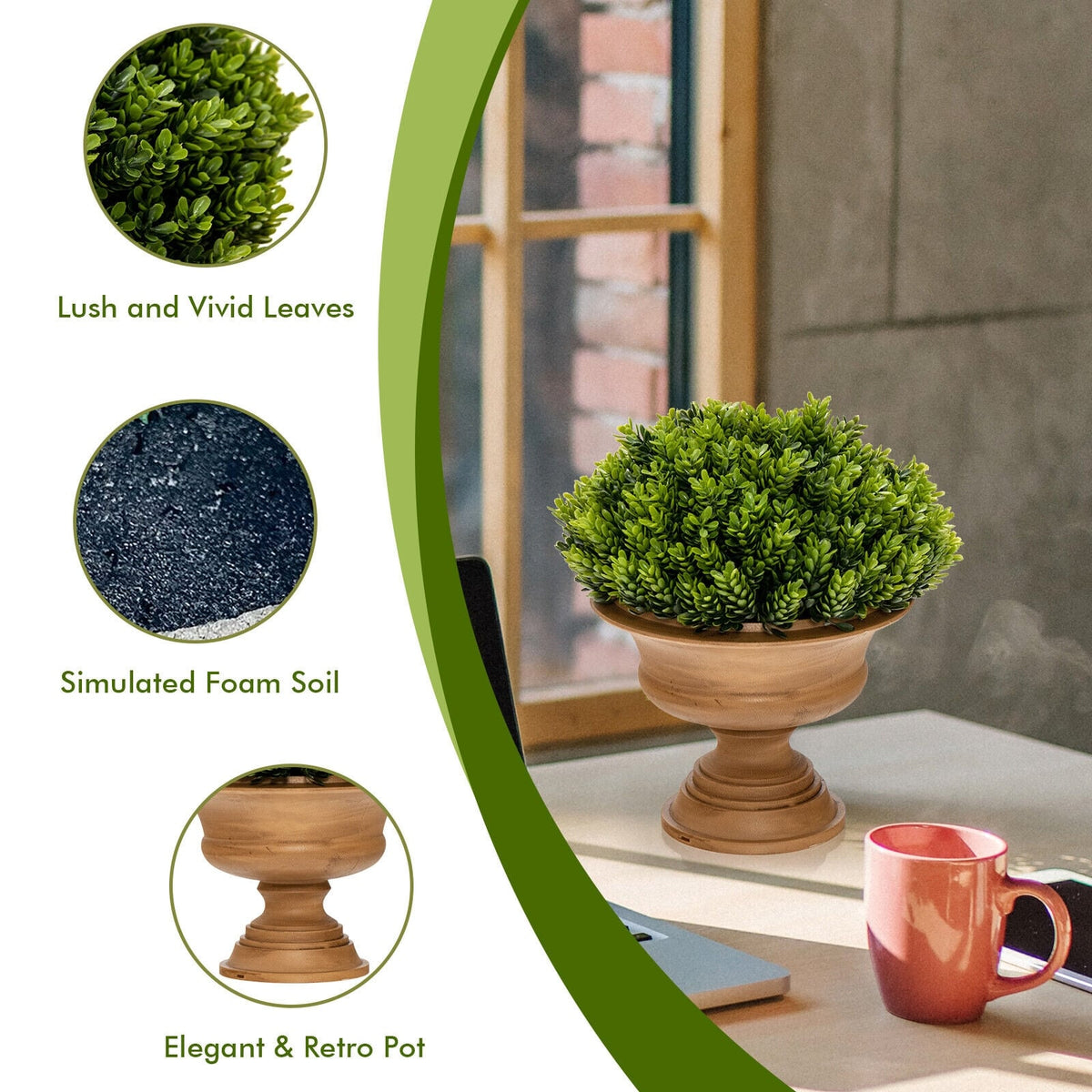 4 Pack Artificial Boxwood Topiary Trees view 9