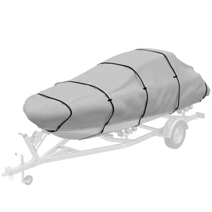  22-24 Ft Trailer Boat Cover, 3000mm Waterproof Universal Boat Cover with Quick-Fasten Buckles, Light Grey