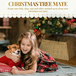  Rustic Christmas Tree Skirt, Plastic Christmas Tree Collar for Party, Holiday, Home Decoration, Natural
