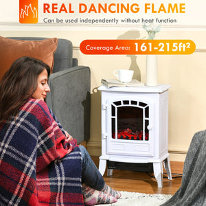  Electric Fireplace Heater, Freestanding Fireplace Stove with Realistic Flame Effect Overheat Protection 750W/1500W White