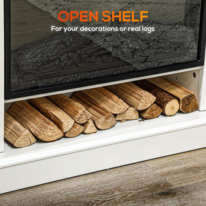  46" Electric Fireplace with Mantel and Shelf, 1400W Fireplace Heater with Realistic Log and Flame Effect, White