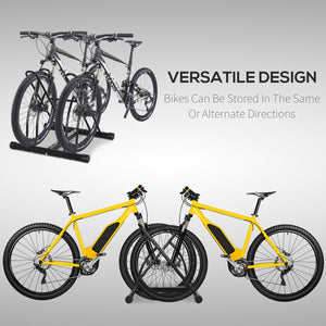 Soozier 2 Bike Rack Bicycle Floor Stand Bike Parking Garage Parking Organizer Indoor Bike Storage Holder, Indoor and Outdoor Storage