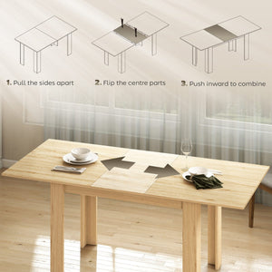  Modern Extendable Dining Table, 55.1 x 31.5 in, for 6-8 People, Expandable Dining Table for Kitchen, Natural Wood