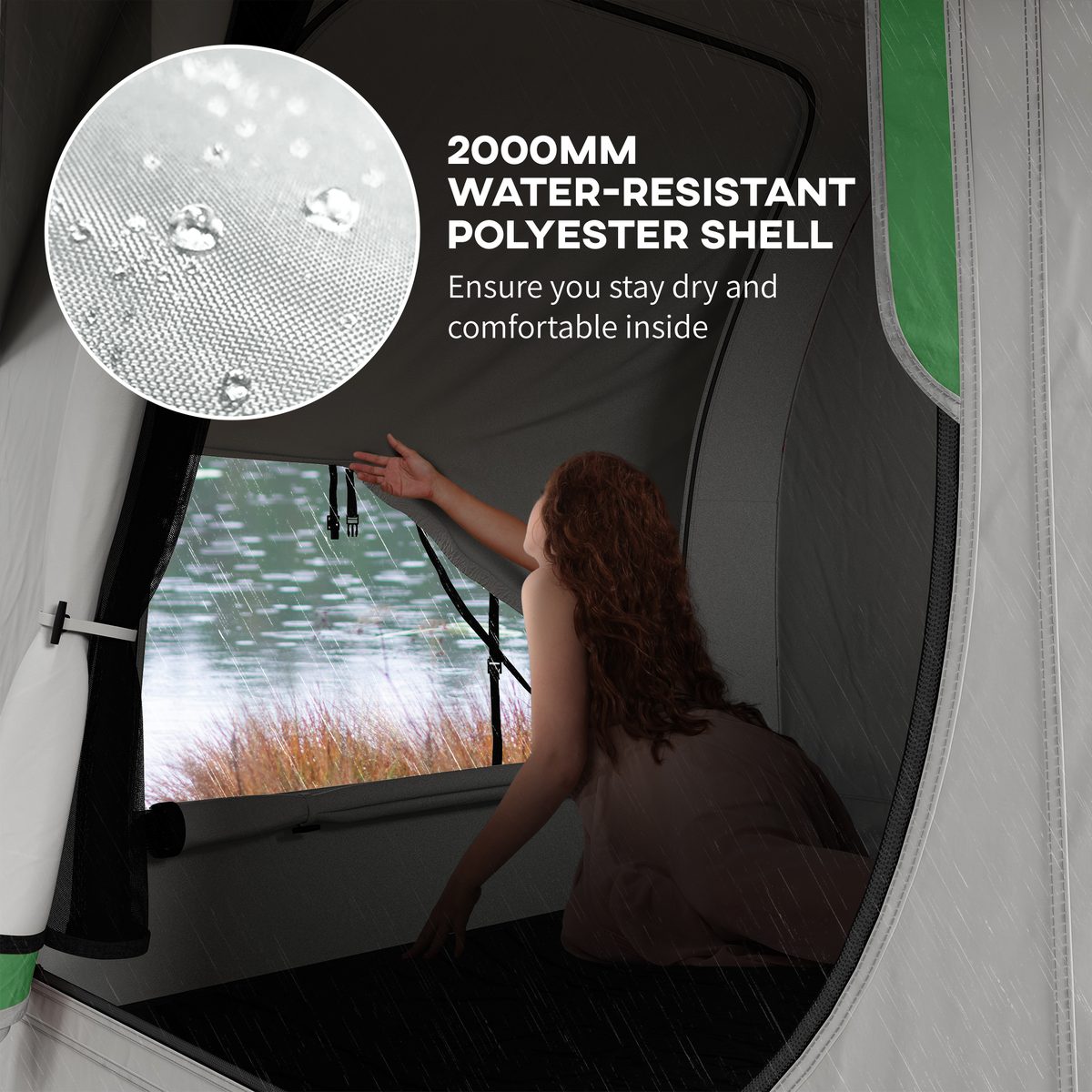  2000mm Waterproof SUV Tent, Car Tent with 3 Doors and Mesh Window, for 5-6 Person Camping Travel, Grey and Green