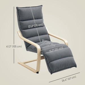  Accent Chair, Velvet Upholstered Living Room Chair with Footrest, Wood Frame, Dark Grey