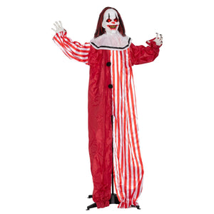  Life Size Halloween Animated Clown with Red Light Up Eyes, Sound Activated Scary Halloween Decorations, Battery Operated