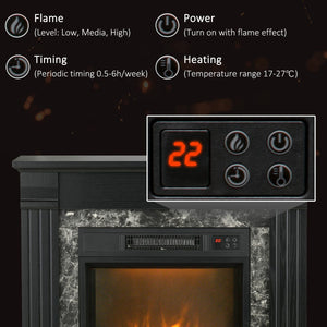  Electric Fireplace Mantel Wood Surround, Freestanding Fireplace Heater with Realistic Flame, Adjustable Temperature, Timer, Overheating Protection, and Remote Control, Black