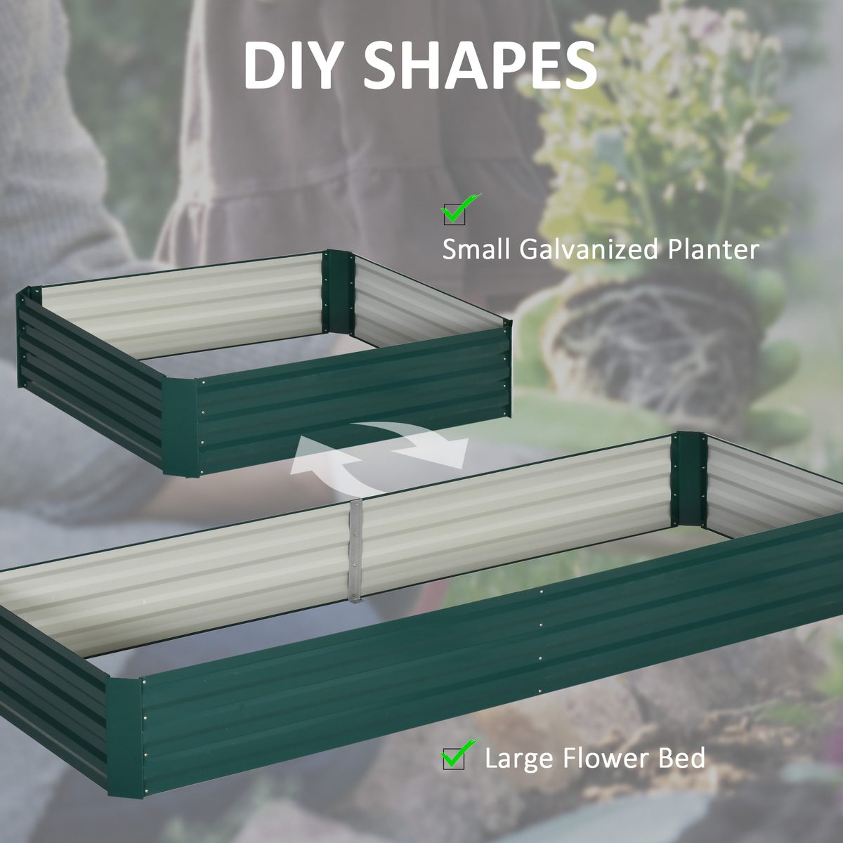  95" x 36" x 12" Galvanized Raised Garden Bed, Metal Elevated Planter Box for Growing Flowers, Herbs, Succulents, Green